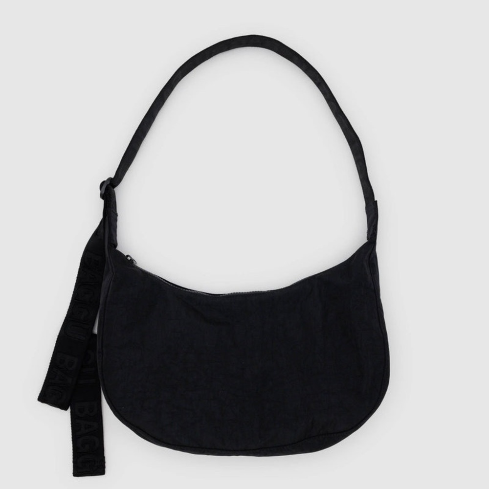 NWT BAGGU Medium Nylon Crescent Bag in Black